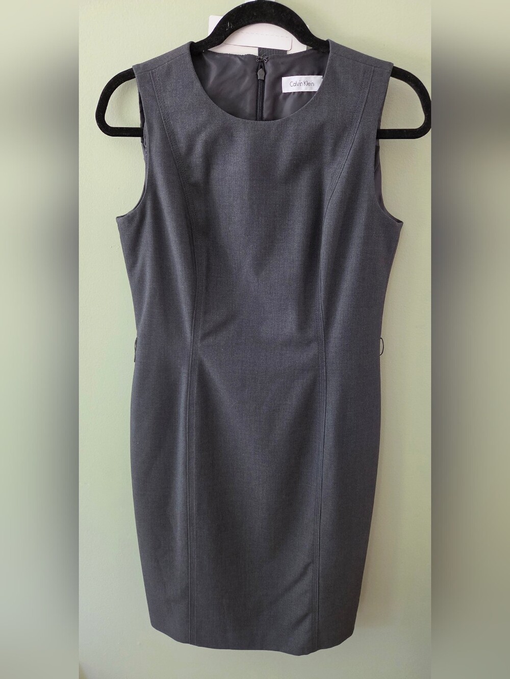 Sleeveless Grey Sheath Dress - Professional Calvin Klein Women's Dress